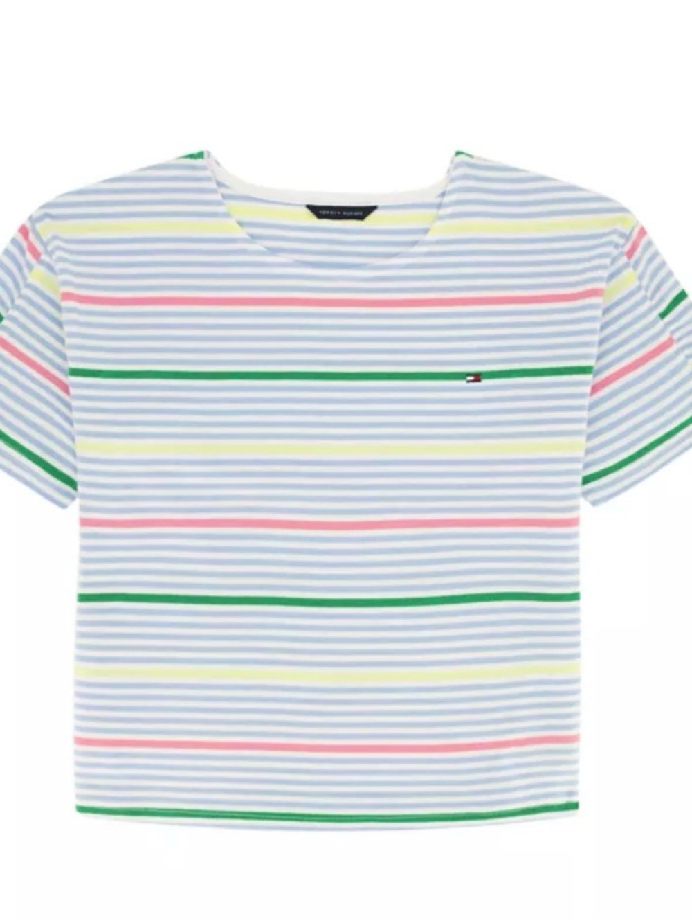 Tommy Hilfiger White Tee with Pastel Multistripes